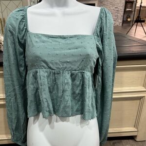 NWT Babydoll Crop Top Teal Tie in Back Altard State Size Small